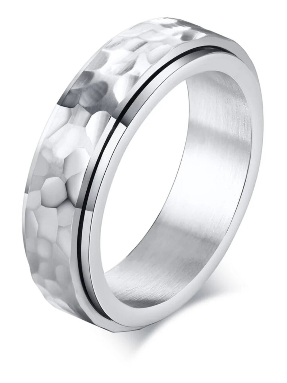 Soothe Rings hammered steel fidget ring - size 8